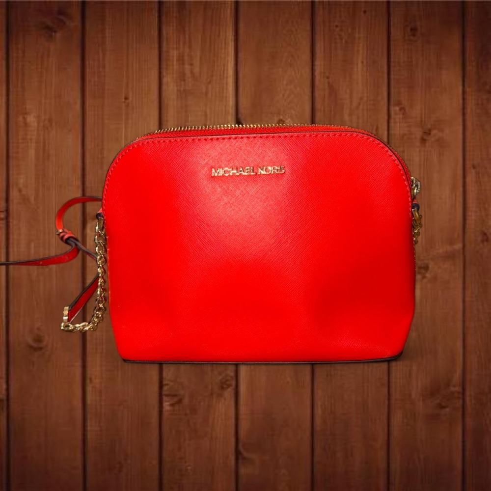 Michael Kors Red-Orange Saffiano Crossbody Bag